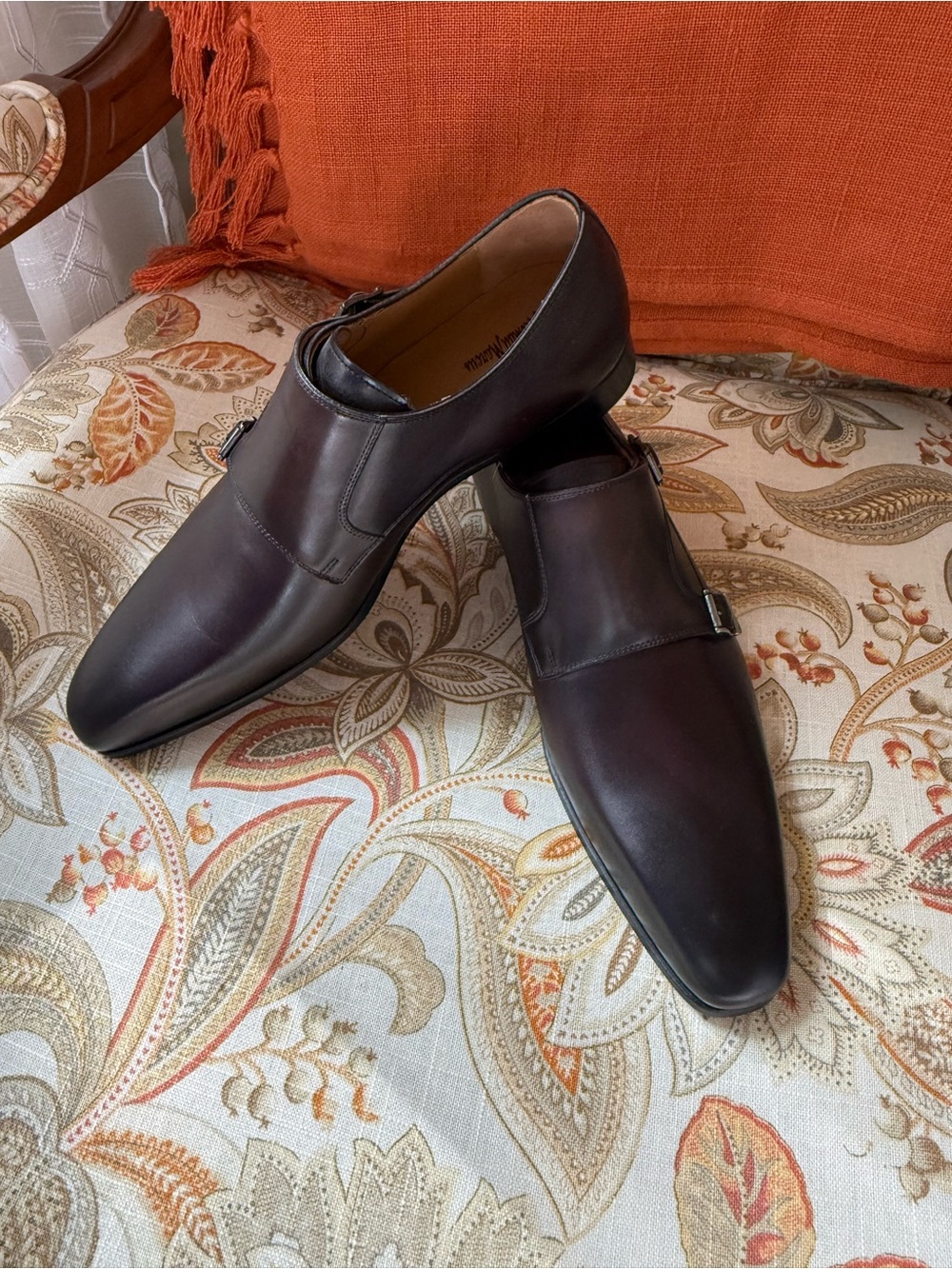 Magnanni Men's Single Monk Strap Loafers in Dark Brown